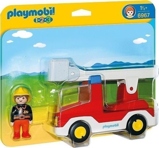 Picture of Playmobil 1.2.3. Πυροσβέστης Με Κλιμακοφόρο Όχημα 6967