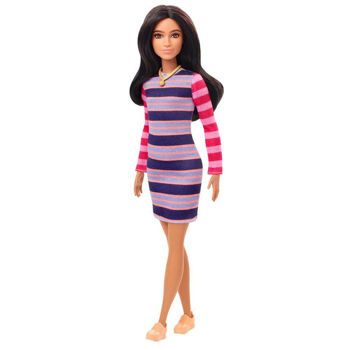 Picture of Mattel - Barbie Fashionistas Μελαχρινή Κούκλα Με Ριγέ Φόρεμα