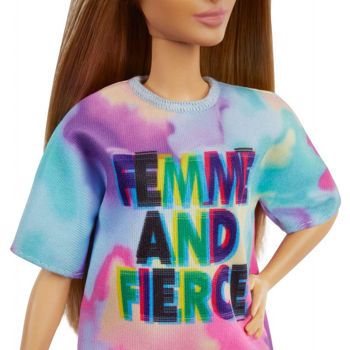 Picture of Mattel Barbie Fashionistas Doll 159, Petite, Με Καφέ Μαλλιά Που Φοράει Μπλουζάκι Femme And Fierce FBR37 / GRB51