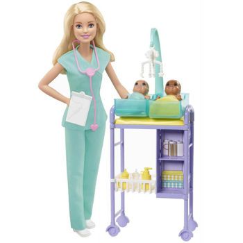 Picture of Mattel Barbie Σετ Επαγγέλματα Με Παιδάκια Κούκλα Παιδίατρος Ξανθιά (GTN51)