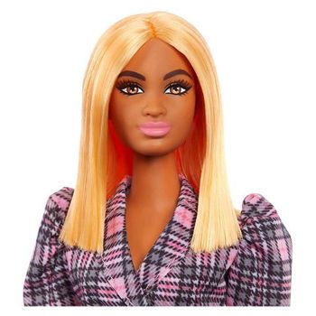 Picture of Mattel Barbie Doll Fashionistas Puff Sleeve Plaid Blazer Dress Curvy Doll GRB53