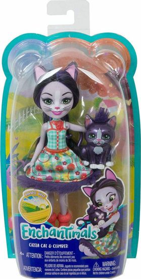 Picture of Mattel Enchantimals Κούκλα & Ζωάκι Φιλαράκι Ciesta Cat Και Climber GJX40