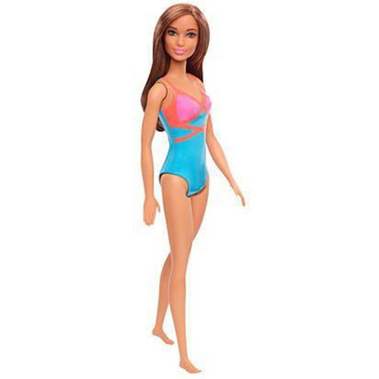 Picture of Mattel Barbie Beach Brown Hair Doll With Pink And Blue Swimsuit GHW40