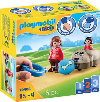 Picture of Playmobil 1.2.3 Τρενάκι Με Βαγόνι Σκυλάκι 70406