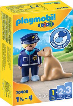 Picture of Playmobil 1.2.3 Αστυνομικός Με Εκπαιδευμένο Σκύλο 70408