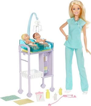 Picture of Mattel Barbie Σετ Επαγγελμάτα Παιδίατρος Ξανθιά Με Παιδάκια (GKH23)