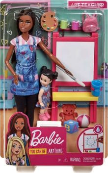 Picture of Mattel Barbie Σετ Επαγγέλματα Με Παιδάκια Δασκάλα Ζωγραφικής Μελαχρινή (DHB63/GJM30)