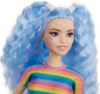Picture of Mattel Barbie Fashionistas Original Γαλάζιο Μαλλί Με Χρωματιστό T-Shirt (FBR37/GRB61)