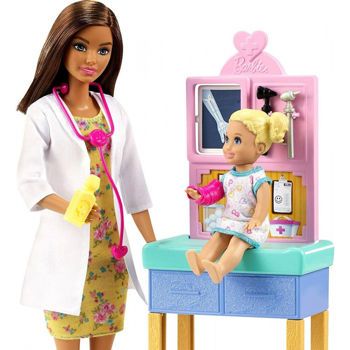 Picture of Mattel Barbie Σετ Επαγγέλματα Με Παιδάκια Παιδίατρος Μελαχρινή DHB63/GTN52