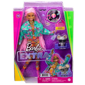 Picture of Mattel Barbie Extra Pink Braids Hair Dark Skin Doll (GRN27/GXF09)
