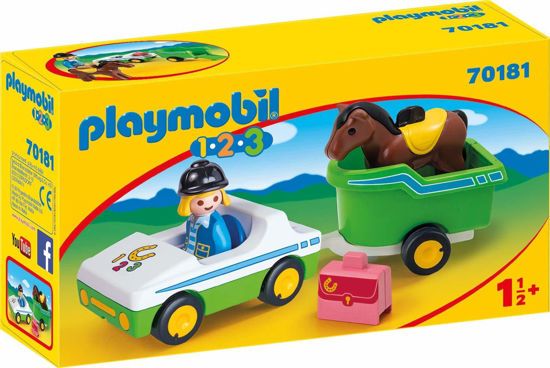 Picture of Playmobil 1.2.3 Όχημα Με Τρέιλερ Μεταφοράς Αλόγου (70181)