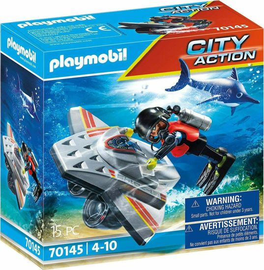 Picture of Playmobil City Action Επιχείρηση Διάσωσης Με Καταδυτικό Scooter (70145)