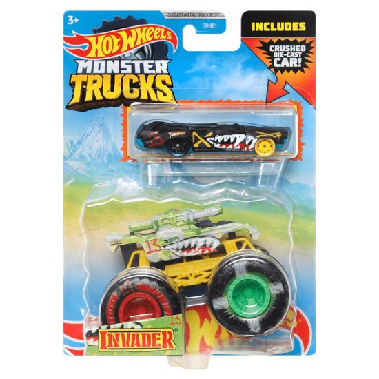 Picture of Mattel Hot Wheels Monster Truck Με Αυτοκινητάκι Invader (GRH81/HDB97)