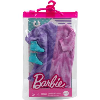 Picture of Mattel Barbie Fashions Tie-Dye Sweatshirt Dress, Bracelet + Blue Hi-top Sneakers (HBV31/GWC27)