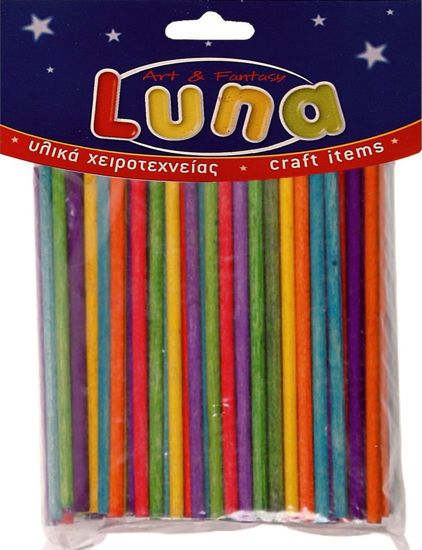 Picture of Luna Ξυλάκια Κυλινδρικά Χρωματιστά 4x100mm 100τμχ