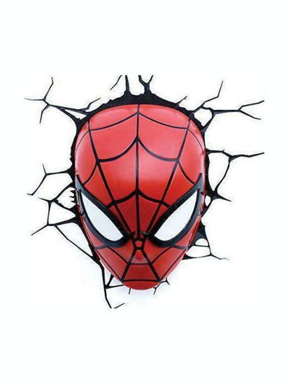 Picture of 3DLightFX Παιδικό Φωτιστικό Τοίχου Led Marvel Spiderman Mask Light 3D Με Αυτοκόλλητο
