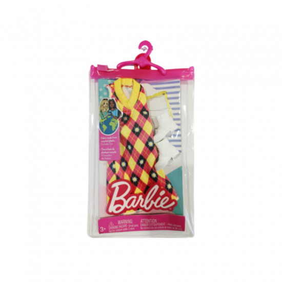 Picture of Mattel Barbie Fashion Pack Diamond Pattern Dress With Yellow And Pink (HJT17)
