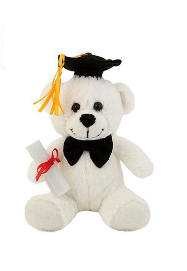Picture of Λούτρινο Αρκουδάκι Αποφοίτησης Λευκό 16εκ.
