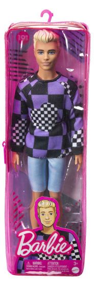 Picture of Barbie Ken Fashionistas #191 Blonde Checkered Sweater Blonde Hair Doll (HBV25)