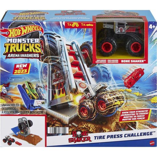 Picture of Hot Wheels Monster Trucks Arena Smashers Bone Shaker Tire Press Challenge (HNB88)