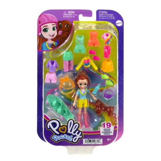 Picture of  Polly Pocket Medium Pack Sports-Skate Pack Doll With Pet (HKV90)