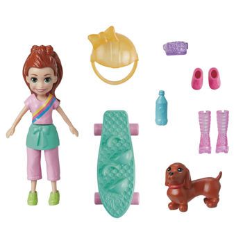 Picture of  Polly Pocket Medium Pack Sports-Skate Pack Doll With Pet (HKV90)