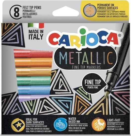 Picture of Carioca Metallic Fine Tip Μαρκαδόροι Ζωγραφικής Λεπτοί σε 8 Χρώματα