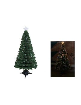 Picture of Χριστουγεννιάτικο Δέντρο και Αστέρια Πράσινο Στολισμένο 150εκ με Φωτισμό Οπτικών Ινών