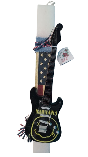 Picture of Χειροποίητη Πλακέ Λαμπάδα Ηλεκτρική Κιθάρα Nirvana