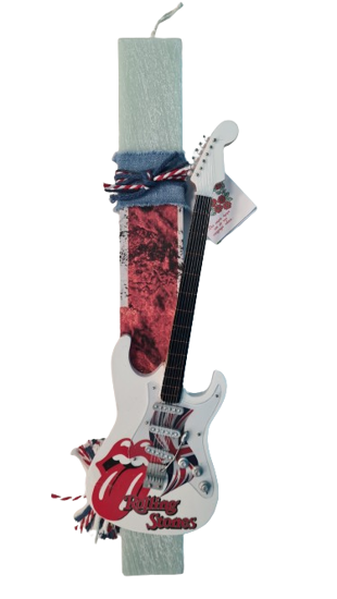 Picture of Χειροποίητη Πλακέ Λαμπάδα Ηλεκτρική Κιθάρα Rolling Stones
